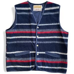Speed Limit MPH Vintage Wool Blend Vest in Blue size M